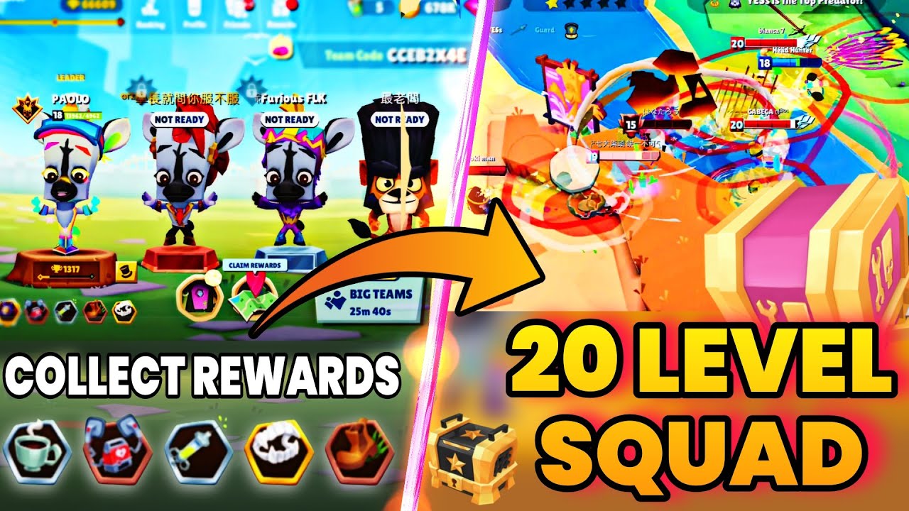 Zooba Big Team Mode with a Full Level 20 Squad Crazy Fights