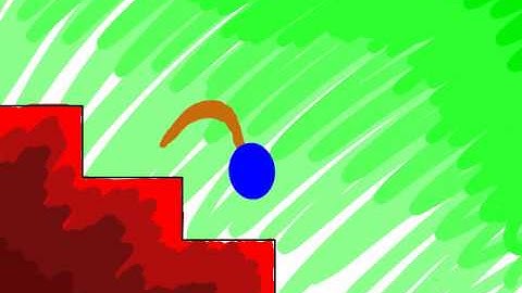 Ball with tail bouncing down stair animation