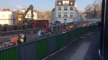 Installation of rails (tram)