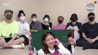 bts reaction to jennie cute and funny moments
