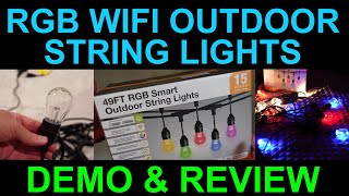 XMCOSY RGB Smart Outdoor WiFi String Lights Acrylic Bulbs Unboxing Demo Review