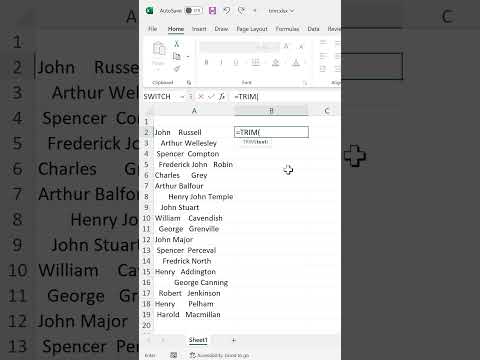 TRIM function in Excel
