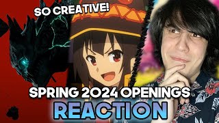 SPRING ANIME 2024 OPENINGS (Kaiju No.8, Demon Slayer, Girls Band Cry & More...) | Reaction