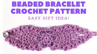 Amy Beaded Cuff Bracelet Crochet Pattern Easy Gift Idea