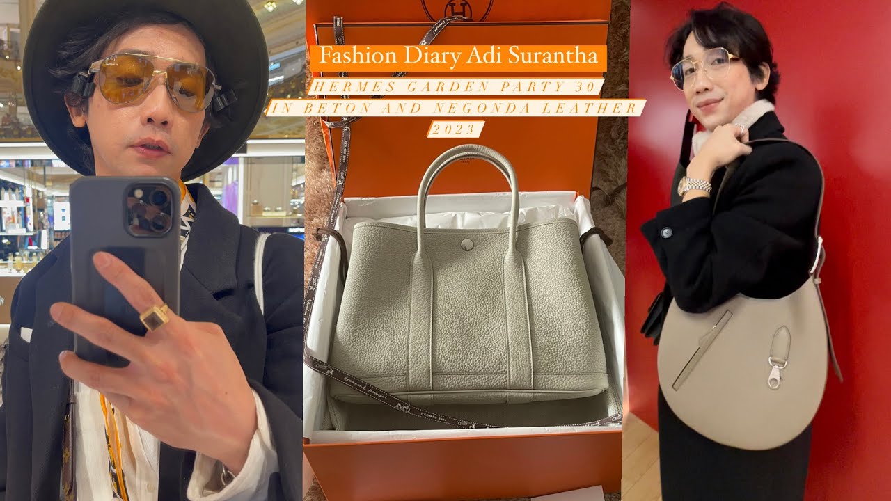 HERMES GARDEN PARTY 30 BAG IN BETON AND NEGONDA LEATHER : FASHION