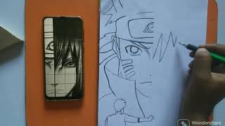 Naruto and saske half face drawing ✍🏻💙... / Anime drawing ... screenshot 2