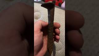 1940s Illinois central railroad spike on top says IC with diamond and from Manitou ky