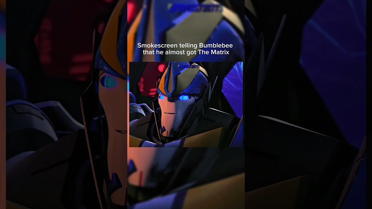 Smokescreen telling Bumblebee that he almost got The Matrix (des)