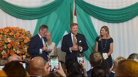 Receptie met koning Willem-Alexander in Paramaribo (staatsbezoek Suriname) 