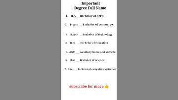 Important Degree full form B.A. , B.com , B.tech, B.Ed , ANM , Bsc , BCA । #shorts #important