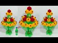 Plastic bottle vase craft ideadiy new design wool flower vasewool se guldasta banane ka tarika