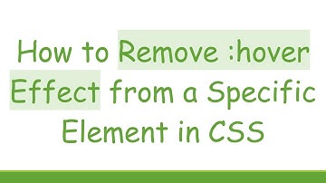 How to Remove :hover Effect from a Specific Element in CSS