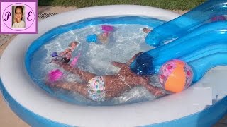 видео бассейн детский надувной с горкой