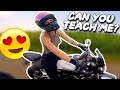 CUTE BIKER GIRL ASKED ME TO TEACH HER HOW TO WHEELIE...