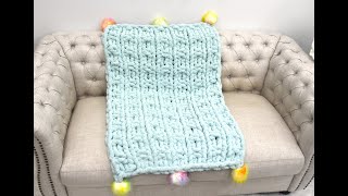 HAND KNIT A CHUNKY BLANKET/HURDLE STITCH