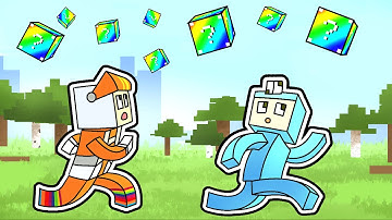 Minecraft Manhunt but LUCKYBLOCKS RAIN from the SKY