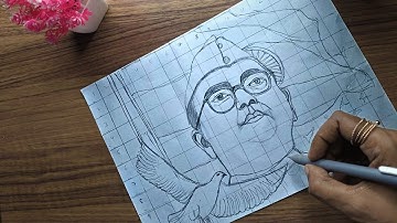 ✍️ Netaji Subhas Chandra Bose Drawing Step by Step | Grid Method Pencil Sketch