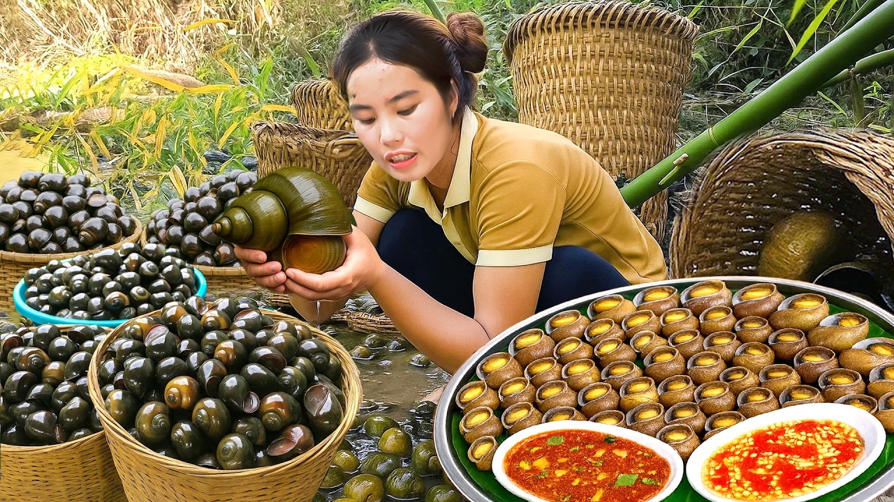 Harvesting giant mud snails to sell at the market with single mom - YouTube