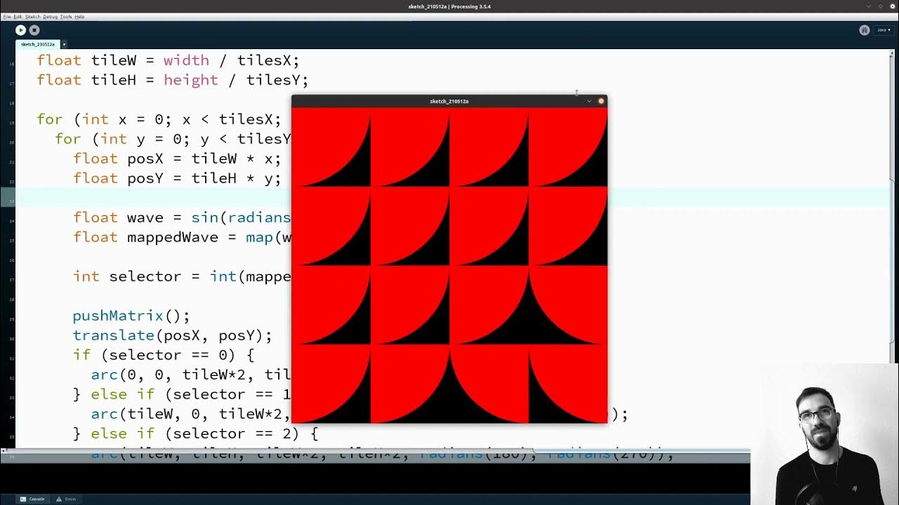 Processing-Tutorial: A Grid of Arcs