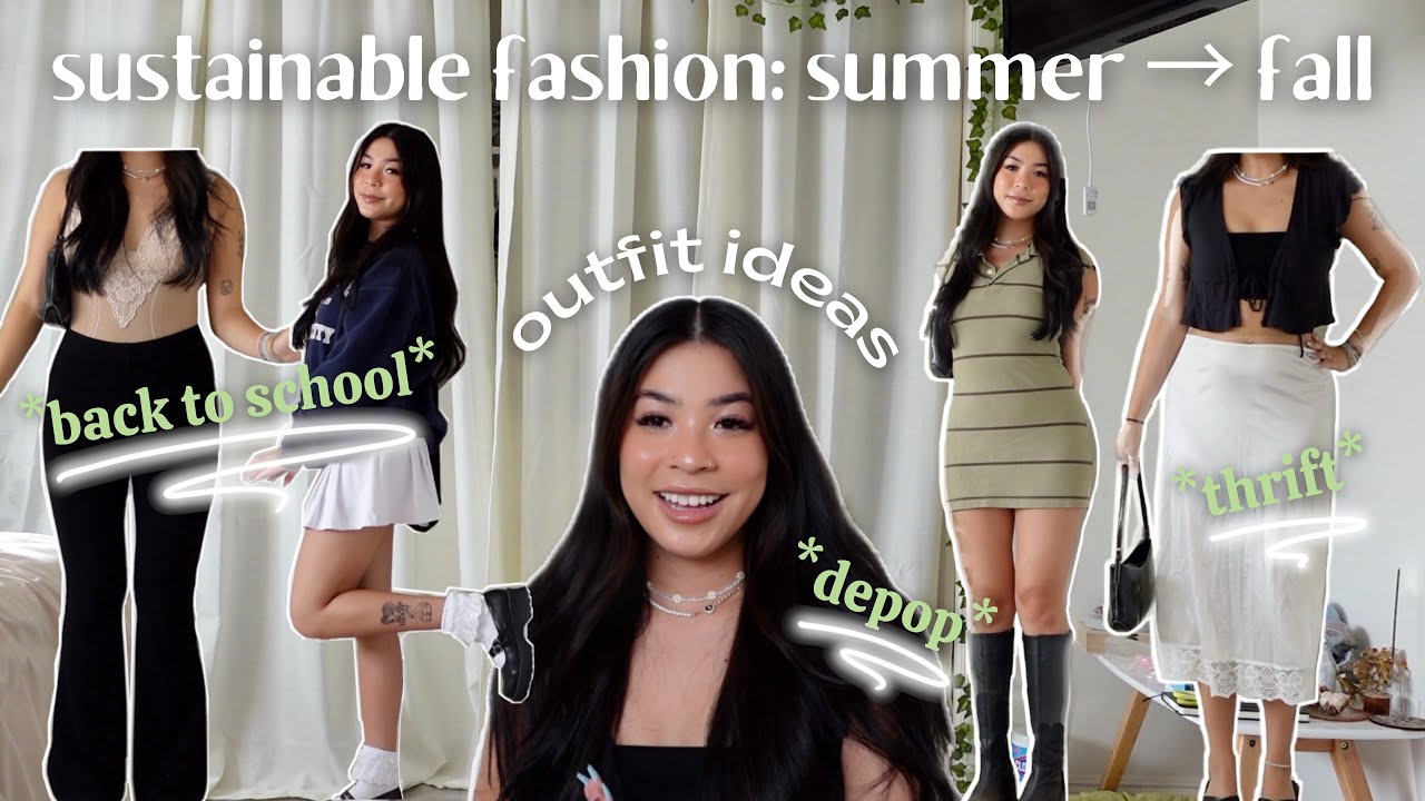 SUSTAINABLE outfit ideas ♡ *summer into fall* // DEPOP + THRIFT try on // back to school