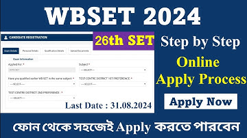 WBSET Form Fillup 2024 // WB 26th SET 2024 // Online Apply Process // Step By Step