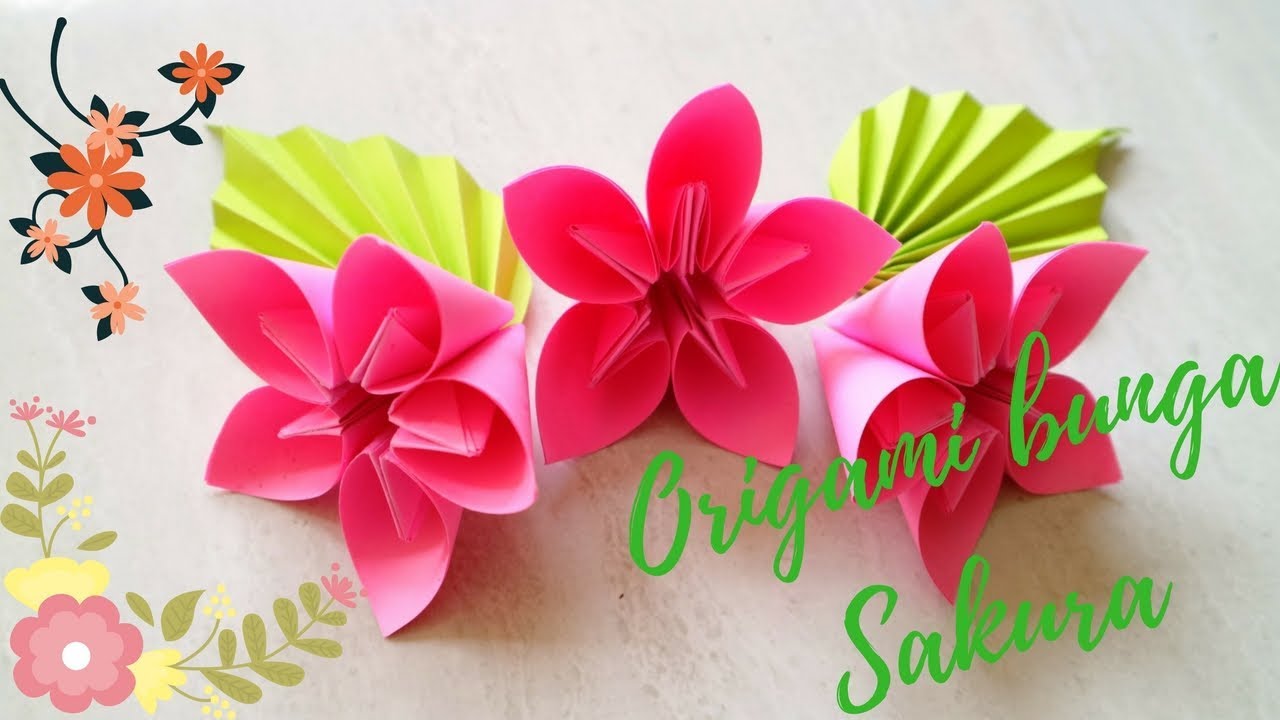 Origami Membuat Bunga Sakura Praktis Youtube