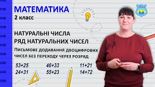 Натуральні числа. Письмове додавання двоцифрових чисел без переходу через розряд. Математика 2 клас