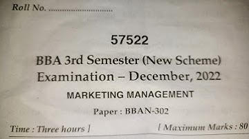Mdu BBA 3rd Sem Marketing Management Question Paper