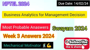 Business Analytics for Management Decision | Week 3 Quiz | Assignment 3 Solution | NPTEL | SWAYAM