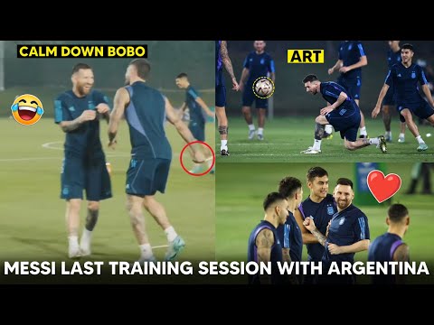 😱 De Paul messing with Messi in Argentina's last training Session ahead of the final game