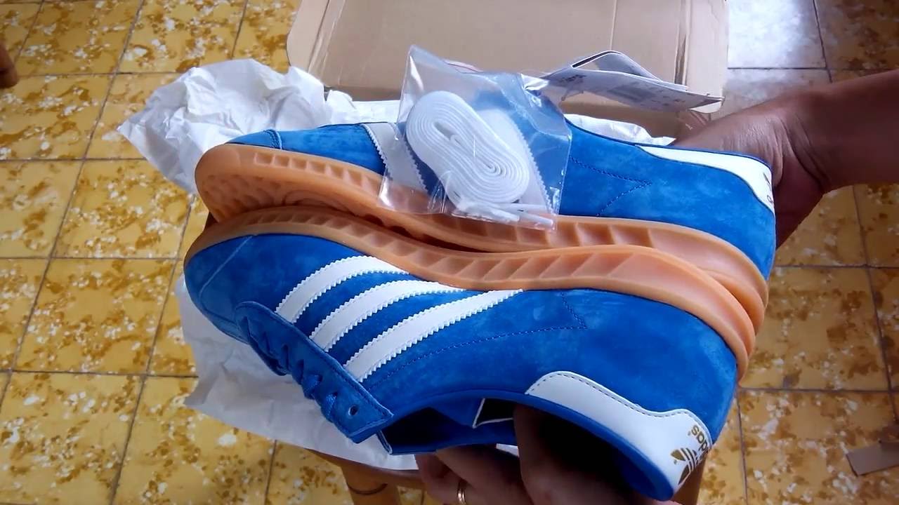  Sepatu Sneakers Adidas  Hamburg Blue S76697 Unboxing YouTube