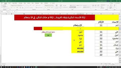 اكسل استخراج البيانات بدون تكرار