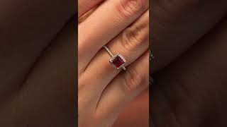 Natural Ruby 1.04 carats set in Platinum Ring with 0.14 carats Diamonds / GRS Report