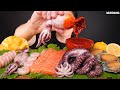 ASMR MUKBANG | SEAFOOD BOIL 🐙 OCTOPUS ABALONE SQUID SALMON SHRIMP EATING SOUNDS 모듬 해산물 소스 퐁당! 먹방