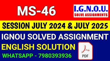 MS 46 solved assignment 2024-25 | MS 46 solved assignment 2025 | Ignou MS 46 in English
