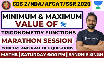 Minimum & Maximum Value of Trigonometry Functions | Marathon Session Part-2 | Maths | Randhir Singh