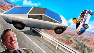 картинка: Смешные моменты с Tesla Cybertruck 🤣 #3 - [BeamNG.Drive]