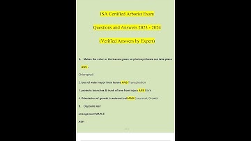 ISA Certified Arborist Exam Questions and Answers 2023   2024 Verified Answers by Expert