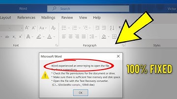 Fix Word experienced an error trying to open the file | How To Solve Can