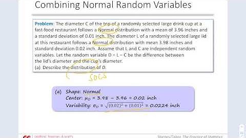 Ch 6.2 Combining Normal Random Variables