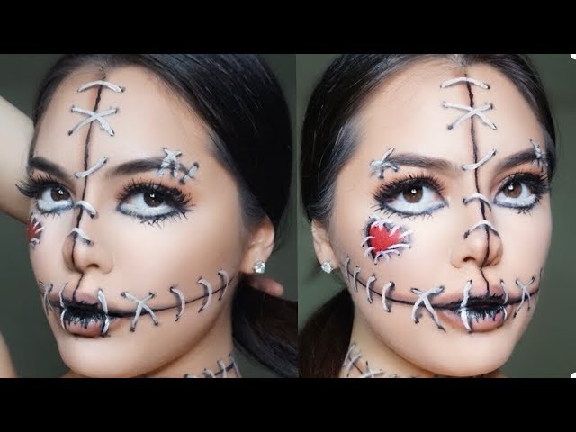 MAQUIAGEM HALLOWEEN (BONECA DE VOODOO) - Voodoo Doll Makeup 