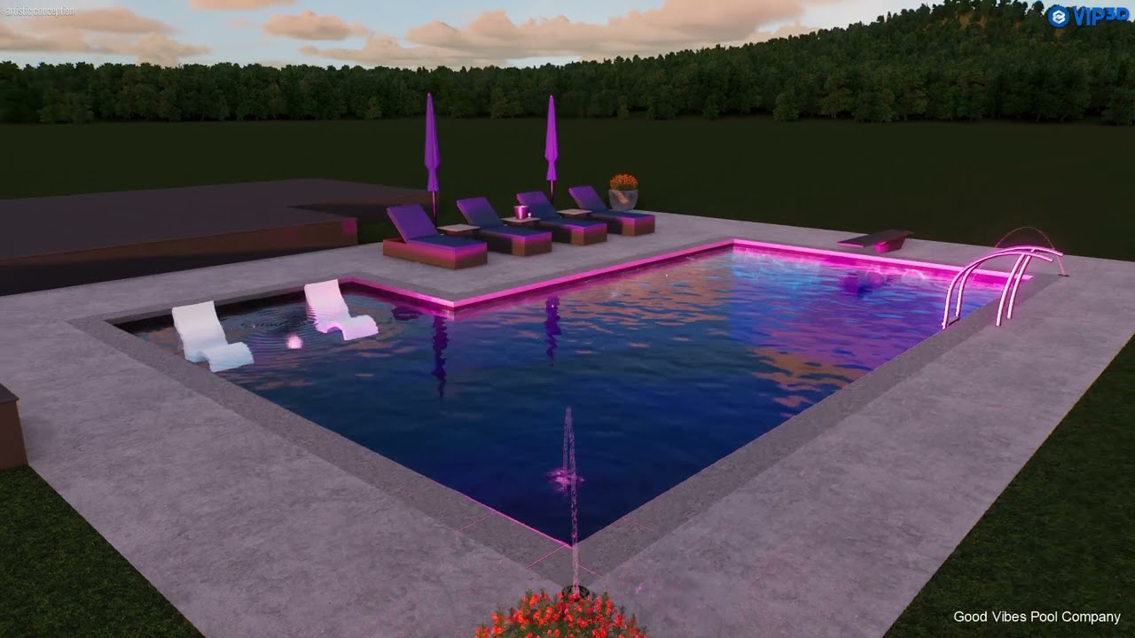Good Vibes Pool Copmpany Davis Rendering Vip3D - 3D Swimming Pool Design Software
