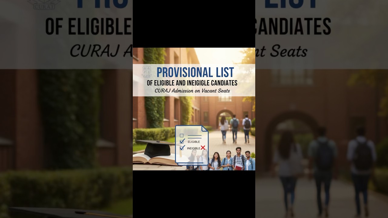 CURaj UG Admission 2025-26 | Provisionally Eligible & Ineligible Candidates List Released 