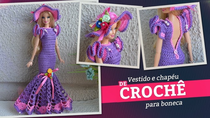 Vestido, mala, chapéu e boxer para Barbie em croché A Dos Cunhados E  Maceira • OLX Portugal