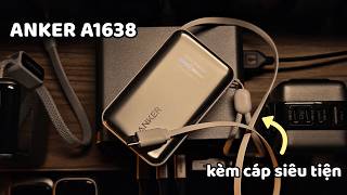 Anker A1638 : Viên sạc dự phòng 10.000mah Nghiện Sạc dùng thường xuyên nhất - cáp đính kèm tiện lợi