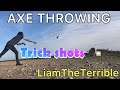 Axe throwing trick shots  vanlife liamtheterrible axethrowing