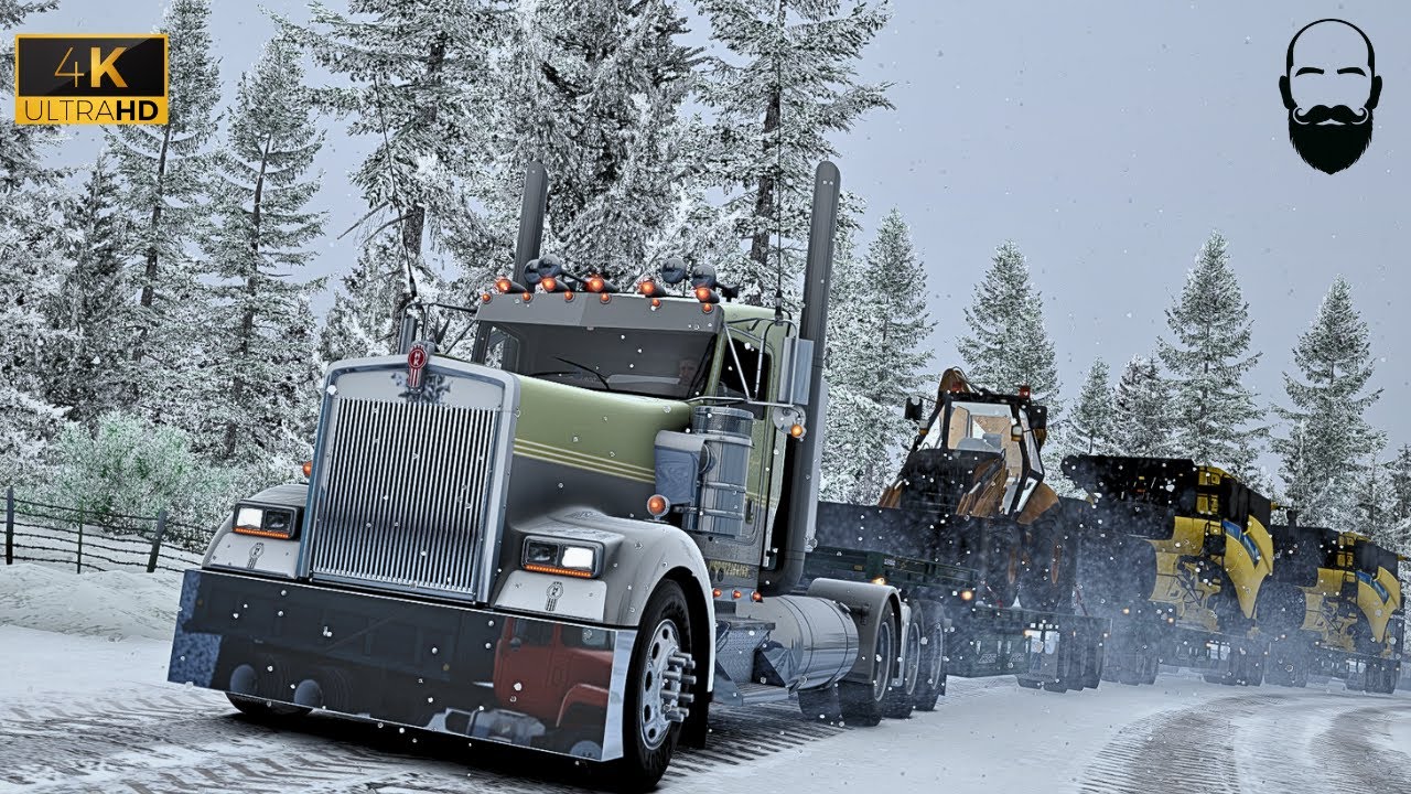 ATS | 🚨Super Heavy Load Triple Trailer | Driving through snow blast ❄️ | 4K Realistic Driving 
