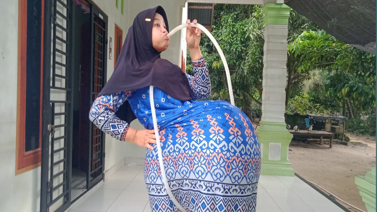 Drama Dinda..!! Mama Niup balon dalam baju di perut pakai selang perut jadi bunjit