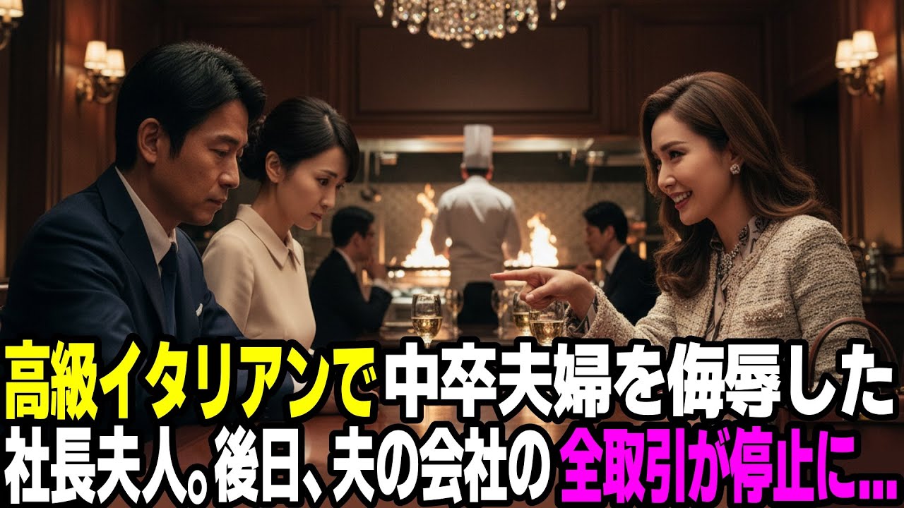 高級イタリアンで中卒夫婦を侮辱した社長夫人。後日、夫の会社の全取引が停止に…