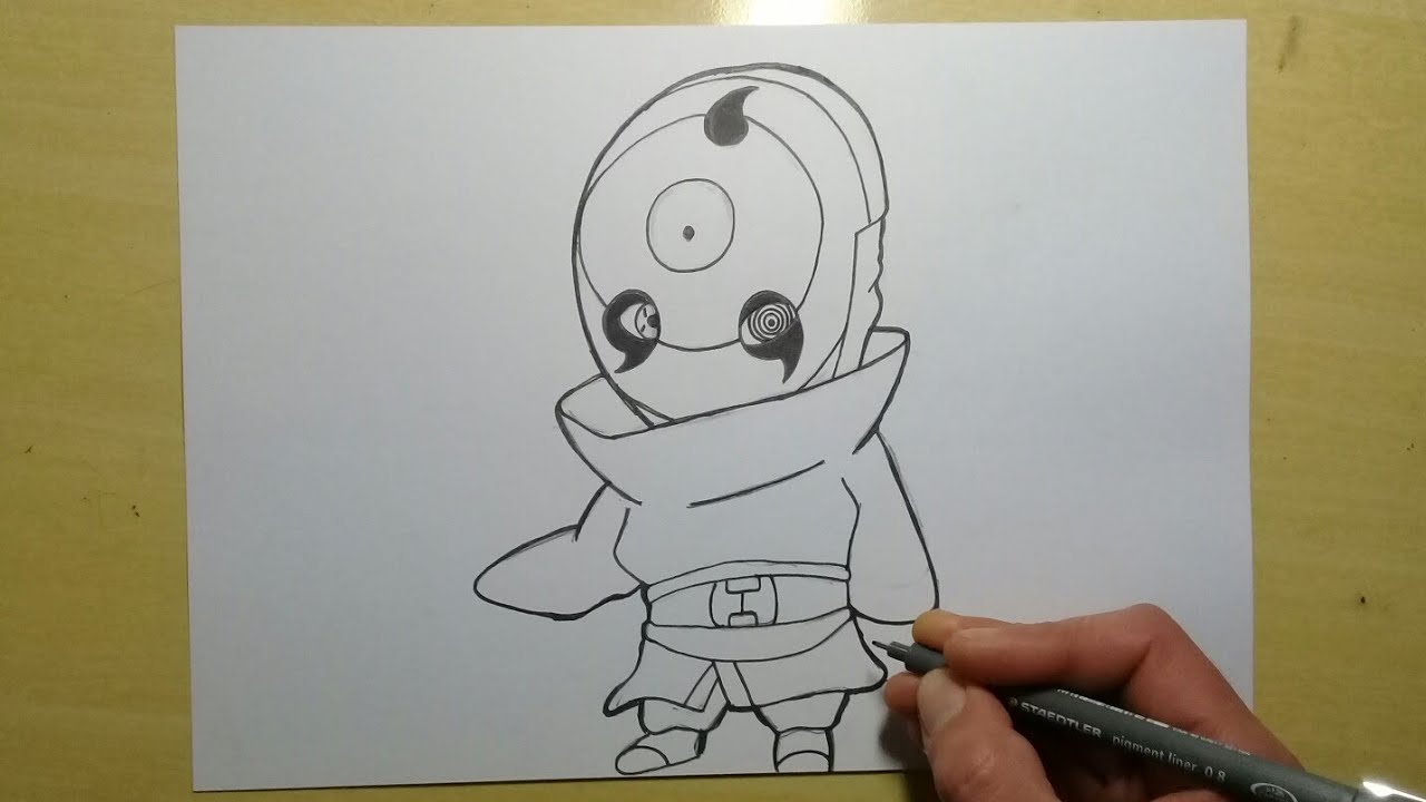 TUTORIAL COMO DESENHAR o OBITO CHIBI passo a passo 